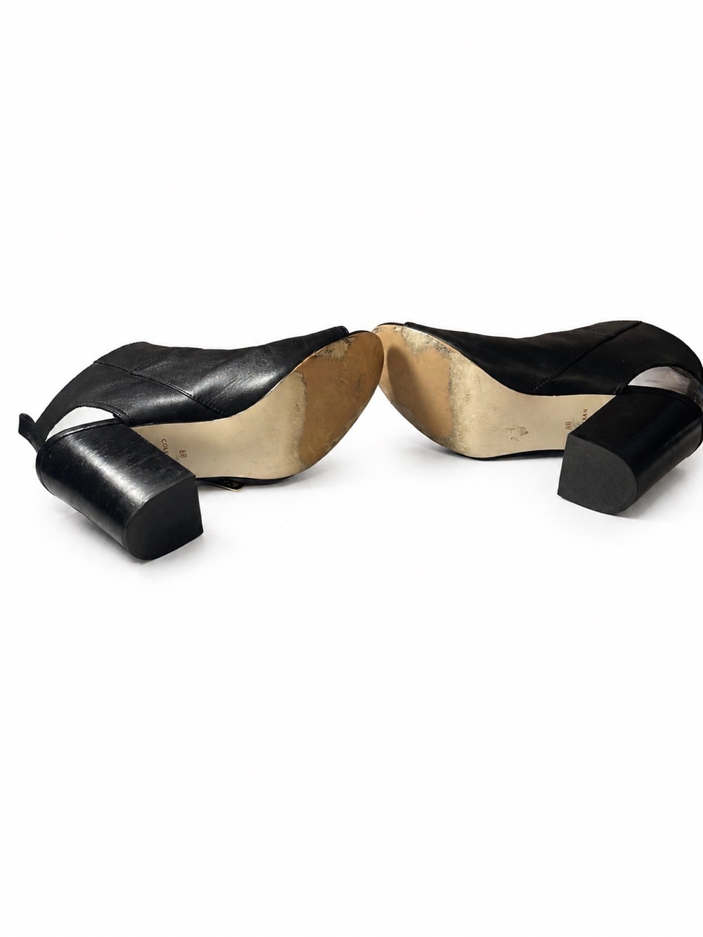 Cole Haan Black Leather Block Heel Slingback Pumps | Size 8B - Picture 4 of 4